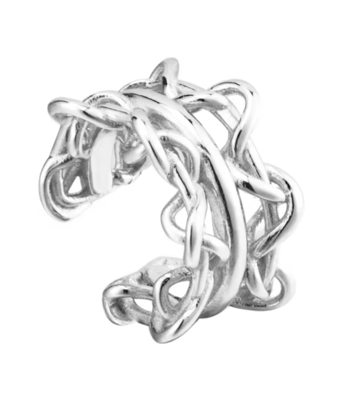 Chain Echo — Silver Cuff Earring with Double Chain