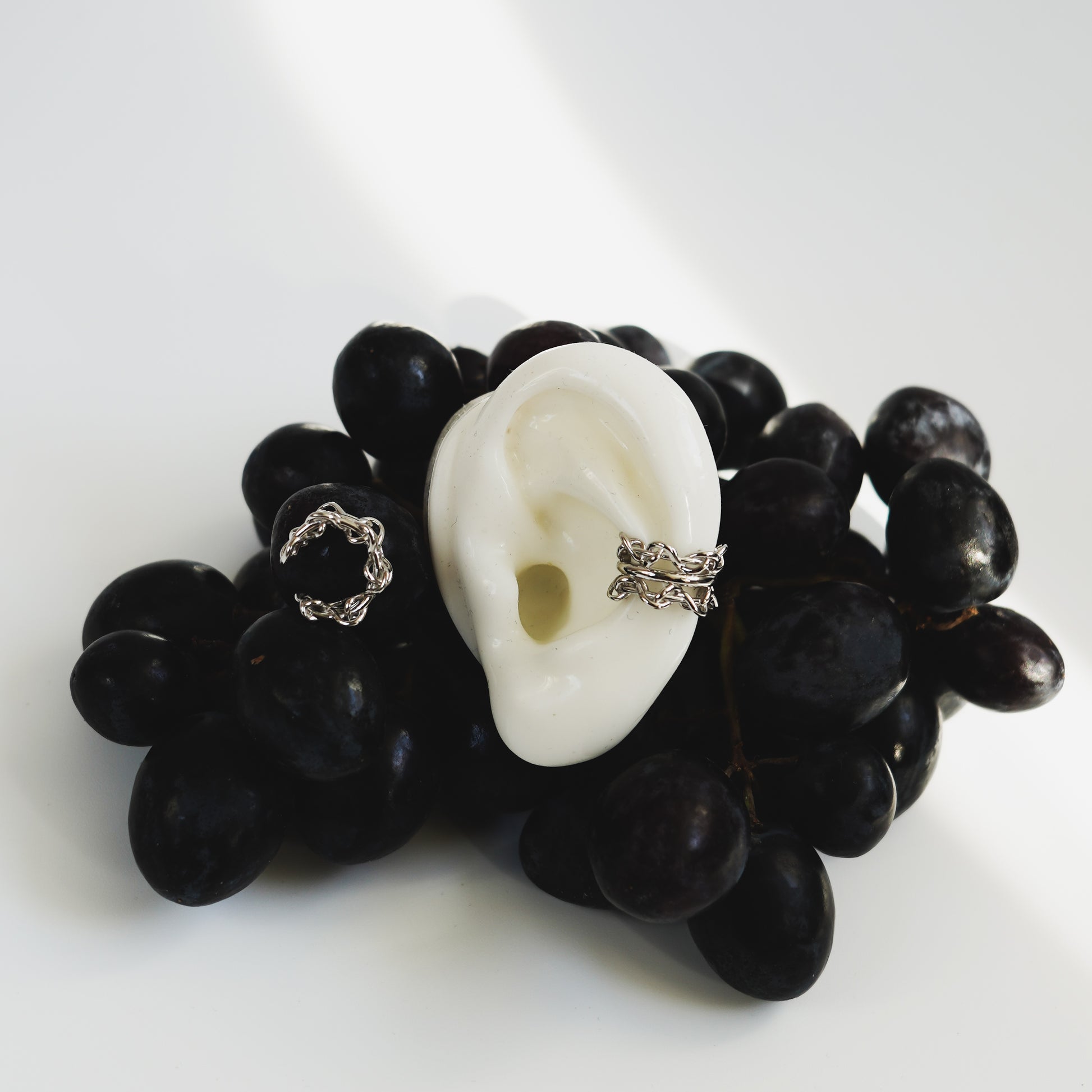 Chain Echo — Silver Cuff Earring with Double Chain