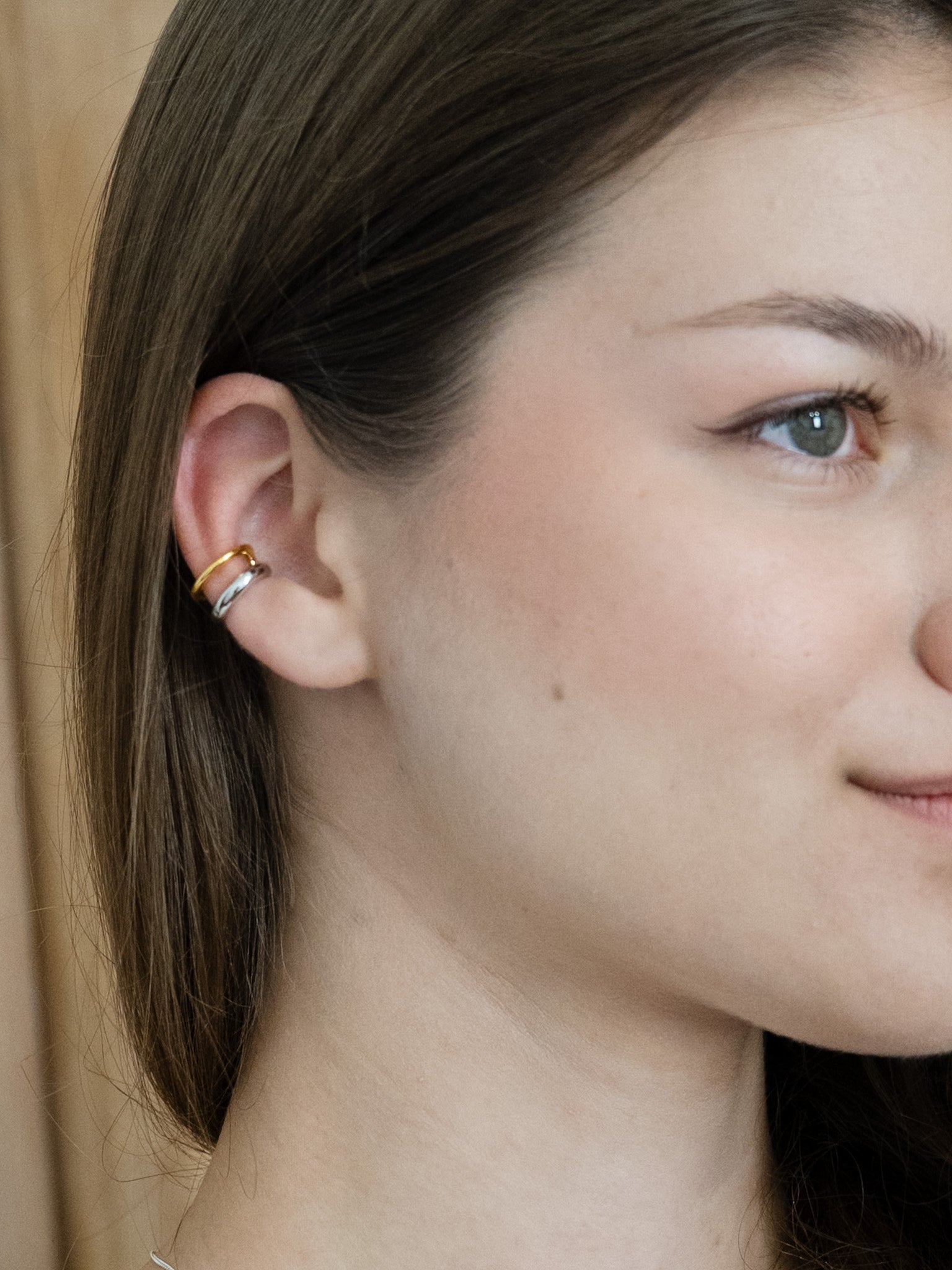 ual-Tone Ear Cuff – Gold & 925 Silver