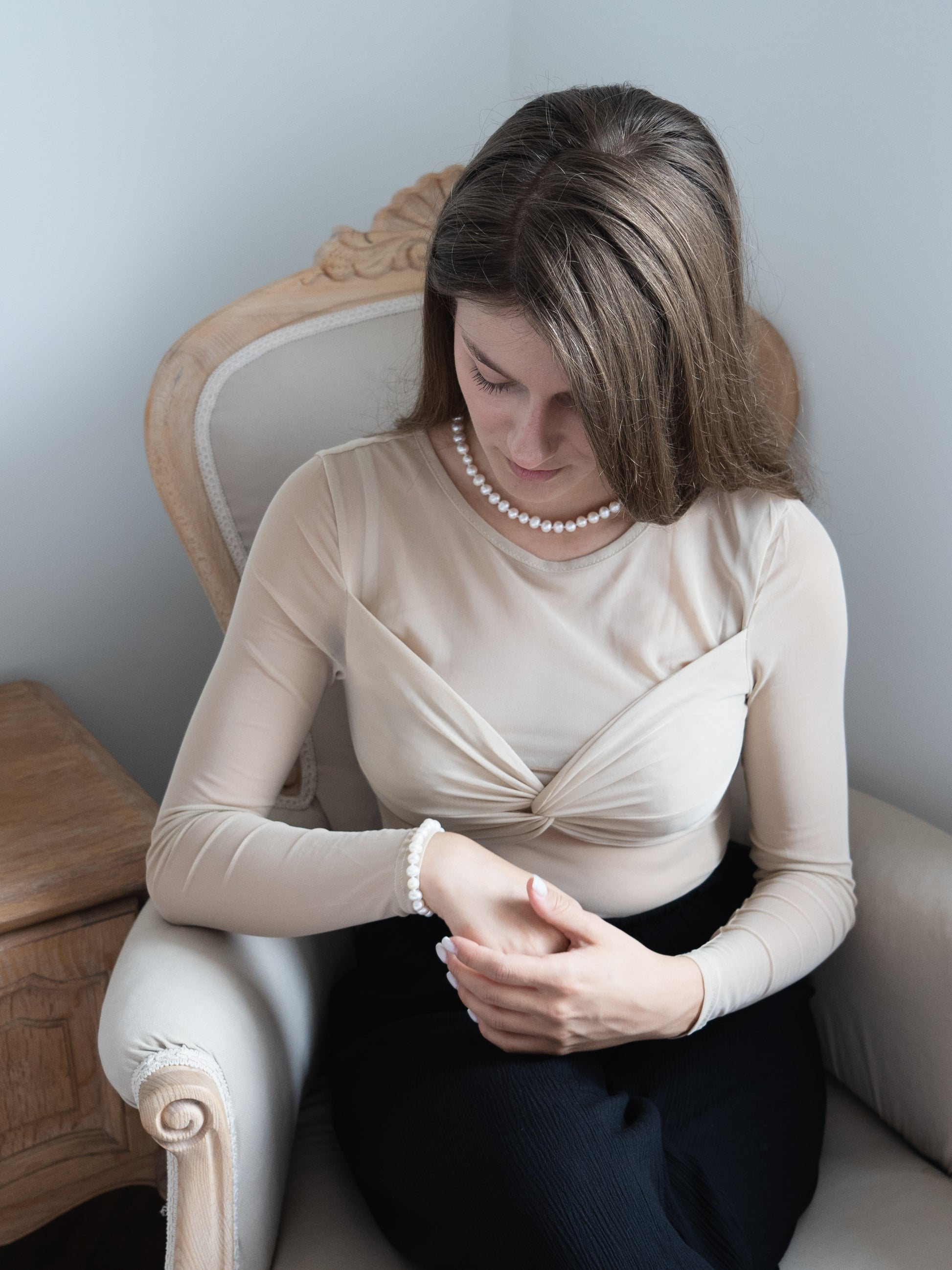 Pearl Set – Necklace & Bracelet with Silver Clasp (8mm Natural Pearls)