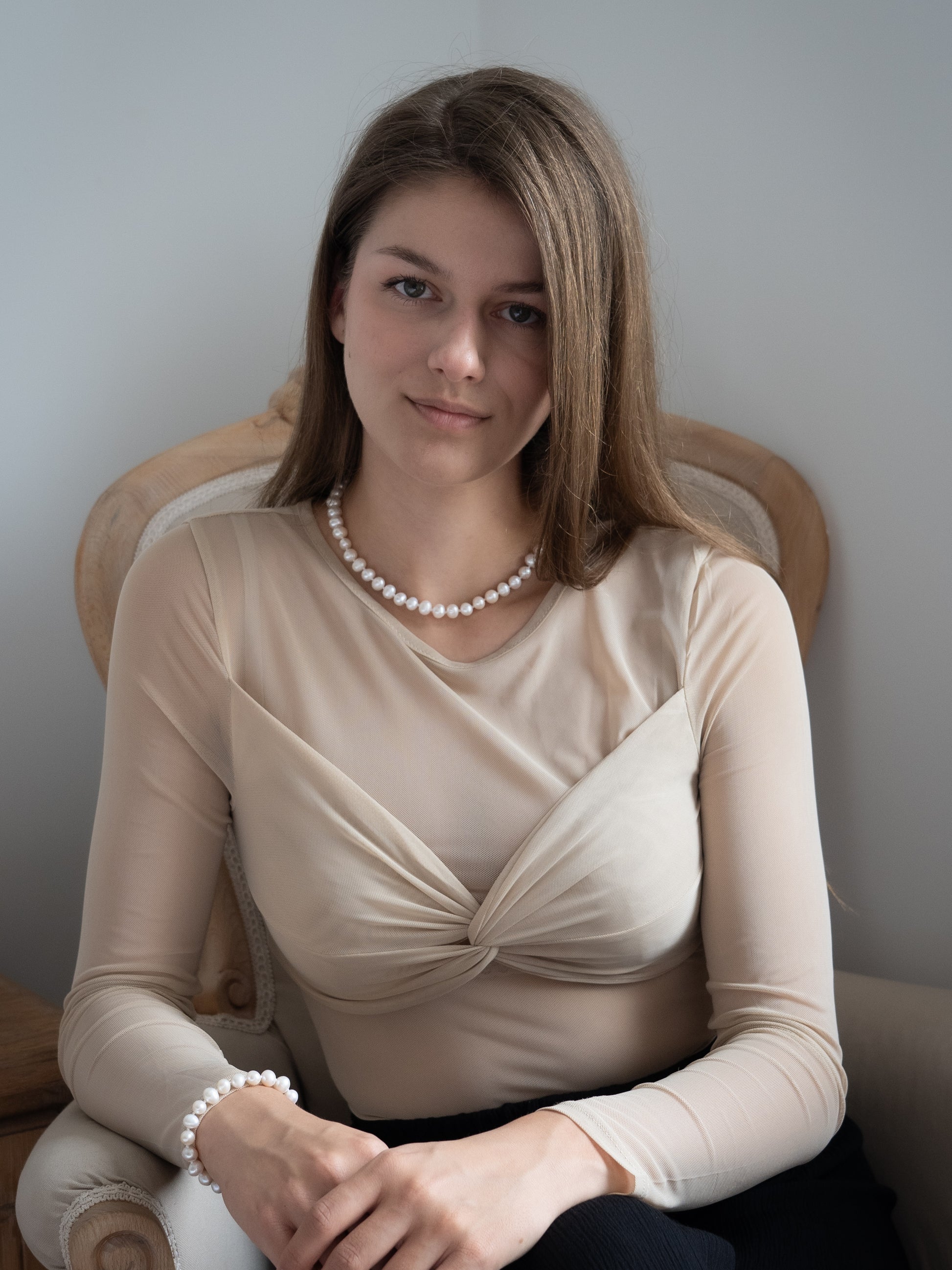 Pearl Set – Necklace & Bracelet with Silver Clasp (8mm Natural Pearls)