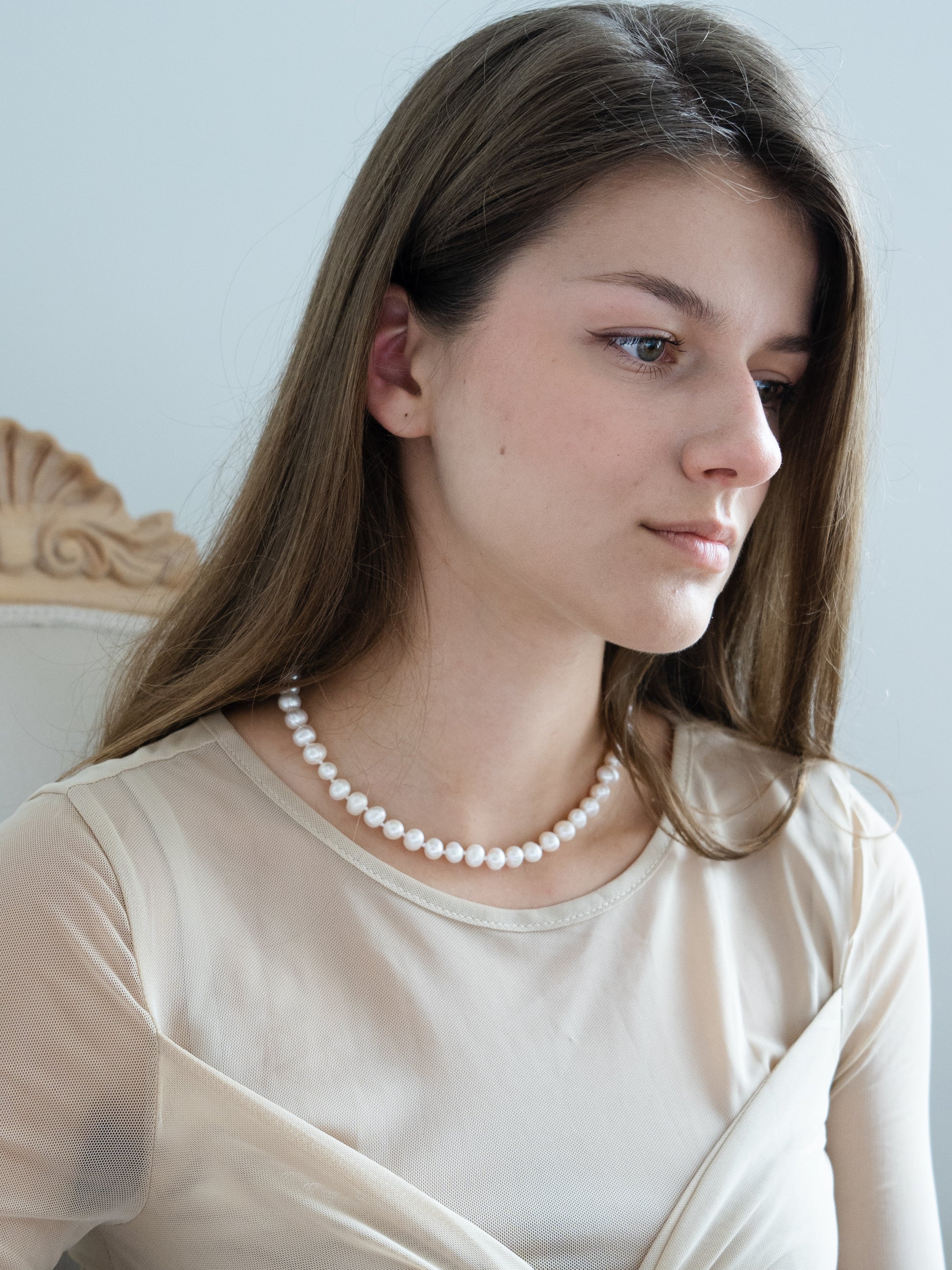Pearl Set – Necklace & Bracelet with Silver Clasp (8mm Natural Pearls)