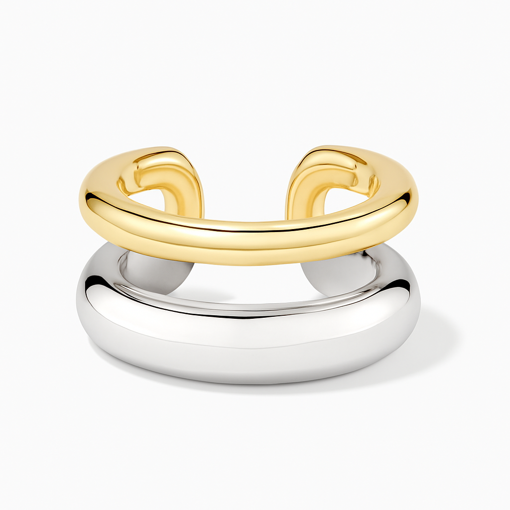 ual-Tone Ear Cuff – Gold & 925 Silver